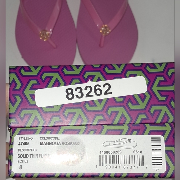 Tory Burch Magnolia Pink Solid Thin Flip Flop PVC/EVA NWB Size 8 - Picture 6 of 7